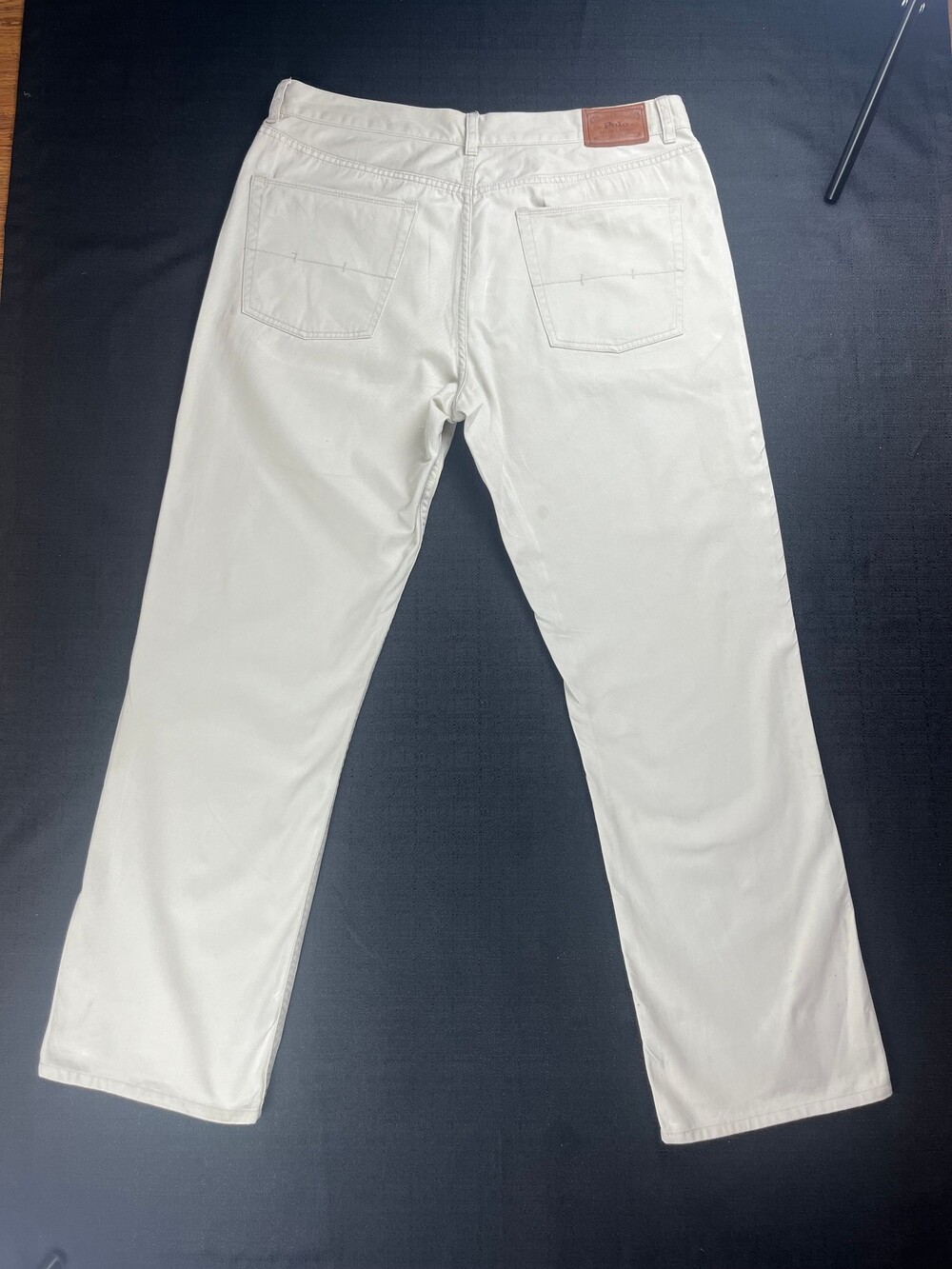 Vintage Polo Ralph Lauren Off-White Cotton Pants with Leather Patch